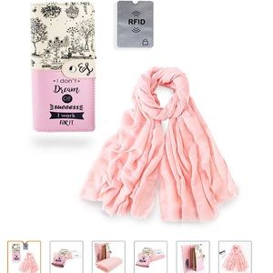 Pink Skarf and a inspirational wallet